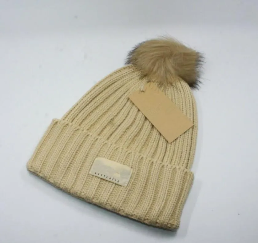 hattar hela kvinnliga söta vinter stickade hattbollpärlor handkrok varma akryl damer hög nr box2230
