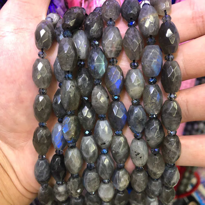 Perles spatiales en baril ite brésilien à facettes naturelles, pierre d'espacement cylindrique, perle ample pour la fabrication de bijoux à bricoler soi-même MY210404