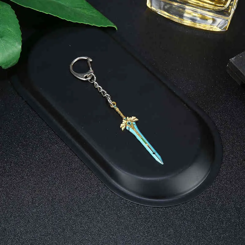 Игра Genshin Impact Key Цепочка Walfs Sword Vision Lnazuma Ganyu Keqing Wendi Xiao Keychain Светящиеся 7 Элемент Оружие Игрушка Keyring Y1231