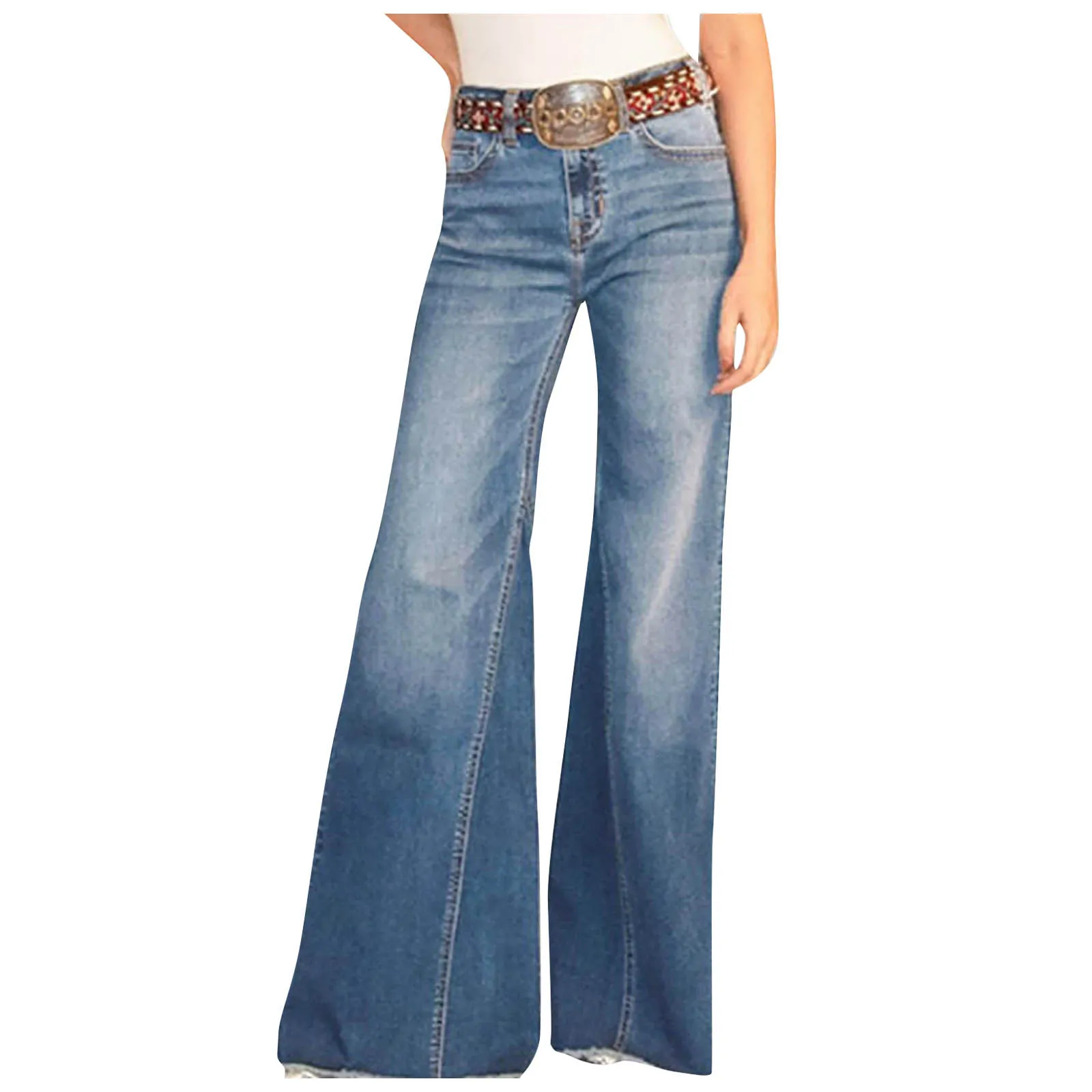 Mulheres Flare Jeans Mid Cintura Senhoras Cor Jean Feminino Feminino Estiramento Slim Sino Calças Comprimento Jeans 202 Skinny Ropa de Mujer