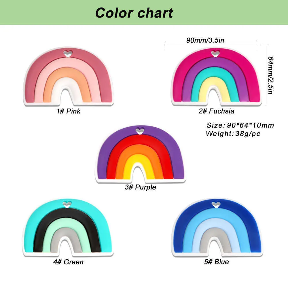 Kovict 5/Silicone Teethers Cartoon Rainbow Shape BPA Free Tiny Rod Qualité alimentaire Bébé Jouet de dentition 210812