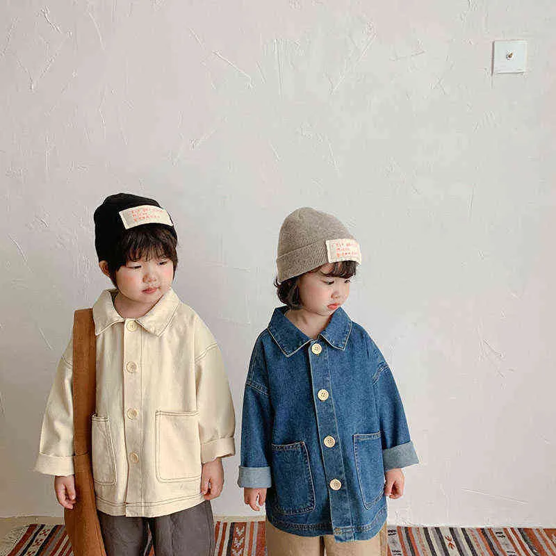 Automne Enfants Vêtements Denim Manteau Lâche Garçons Veste Coréenne Filles Outwears Bébé Vêtements 211204