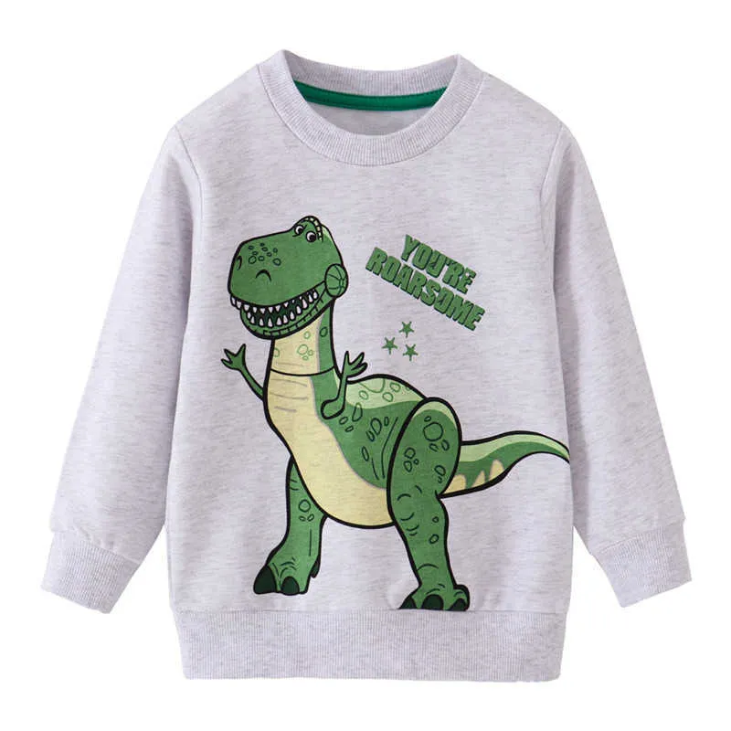 Hoppmätare Bomull Barn Sweatshirts With Animals Print Boys Girls Sport Top Dinosaur Baby Kläder Tröjor 210529
