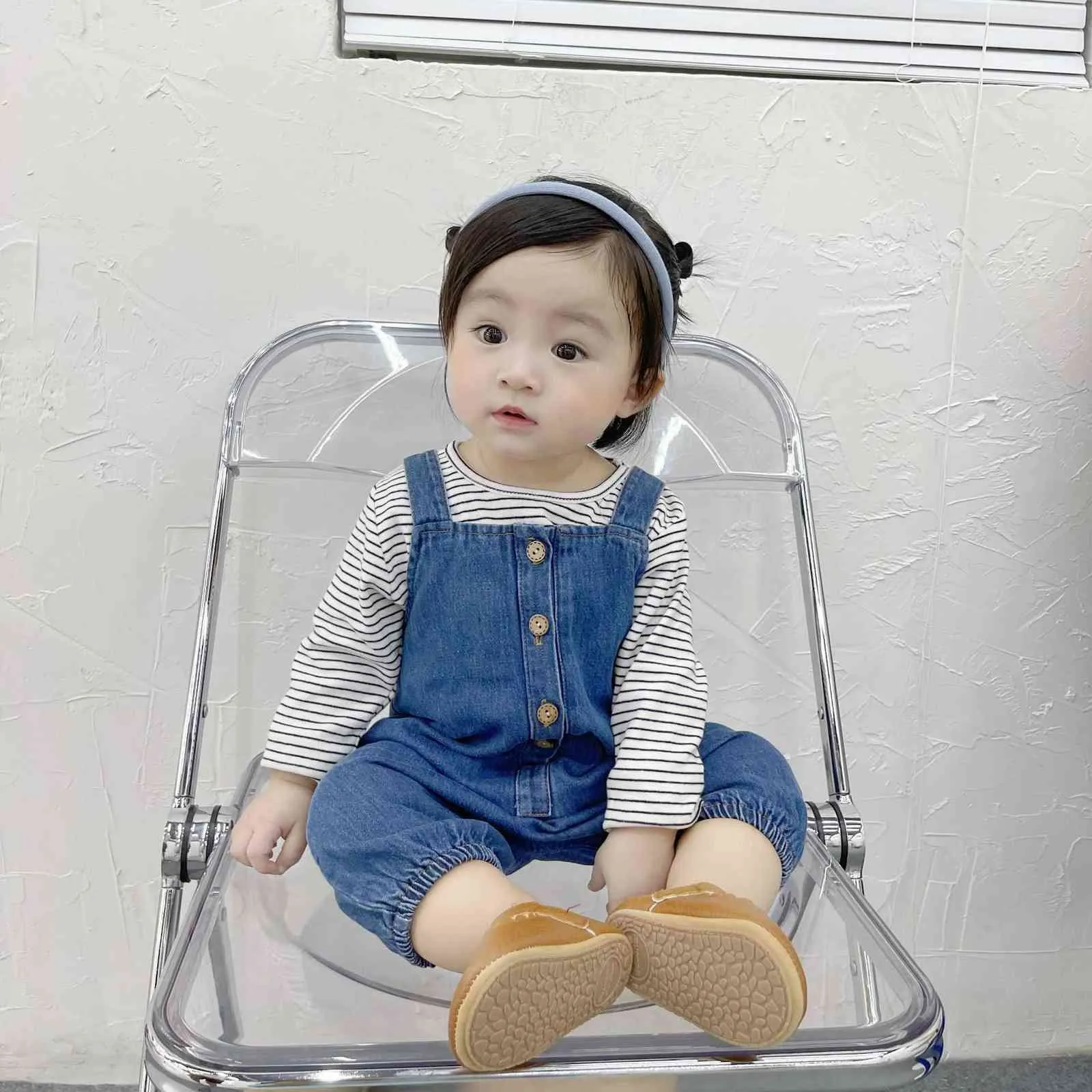 Ins Baby jumpsuit Boys Girls Denim Overal Outfit Romper born Out Vest Clothes 0 to 18months Child Jean Casual Trousers 211101