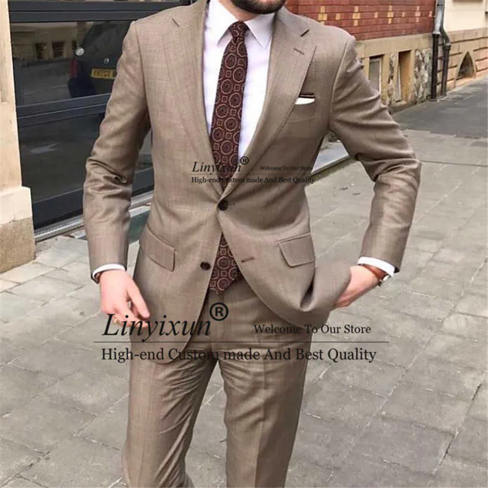 Knappe Mannen Suits Slim Fit Bruiloft Bruidegom Tuxedo Mannelijke Mode Casual Blazer Business Terno Masculino 2 Stuksjack Broek X0909