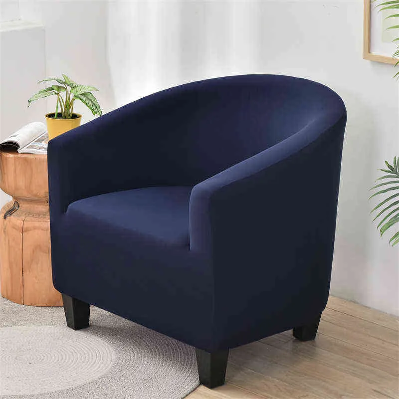 Solid Color Fauteuil Couch Cover Relax Retch Single Seater Bath Tub Club Sofa Slipcover voor Woonkamer Elastische Wasbare 211207