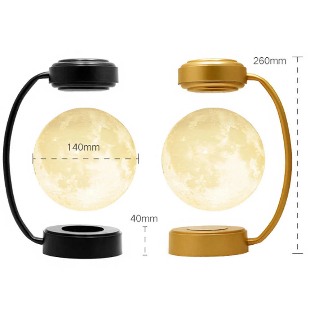 3D Levitação Magnética Lua Lâmpada Noite luz girando Lua Flutuante Lâmpada DIY Kit Y0910