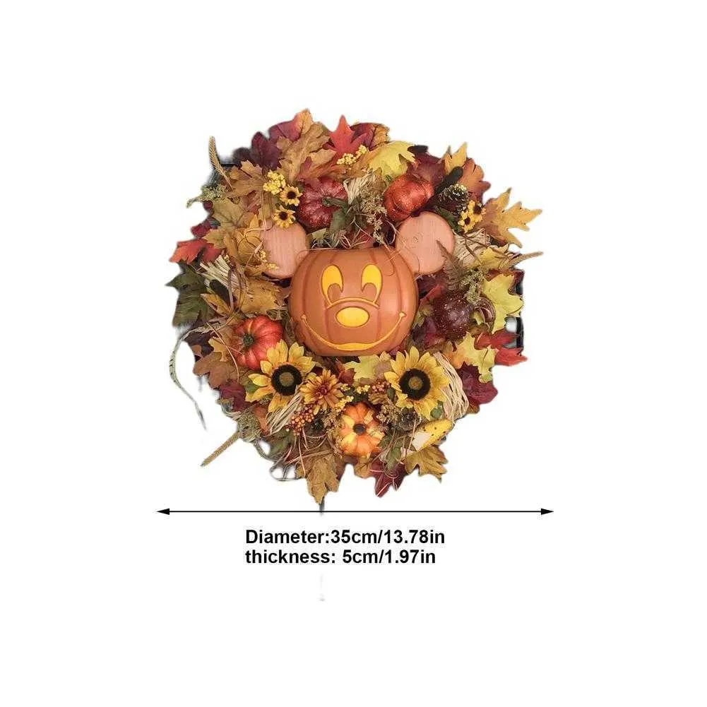 Halloween Autumn Pumpkin Couronne de couronne de porte d'entrée réutilisable et durable décoration de couronne d'érable adaptée au décor d'appartement intérieur Y0908618198