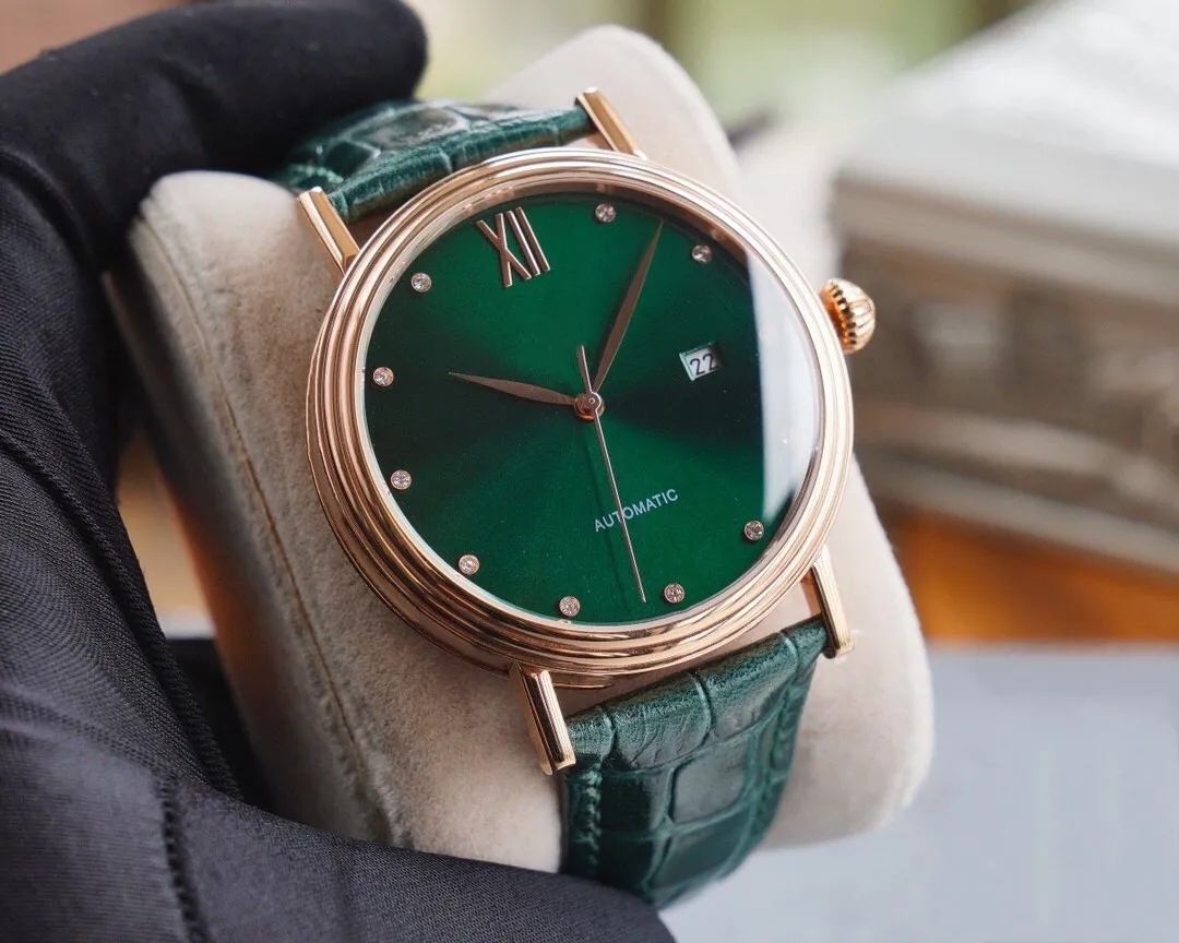 Classic Brand Geometric Sport Calendar Wrist watch Men Automatic Mechanical Watches Male clock Genuine leather Strap 42mm