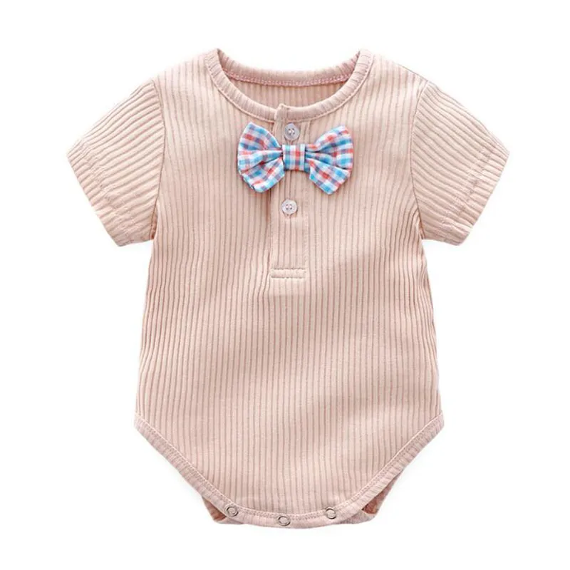 Babyjongen meisje korte mouw snoep kleur rompertjes zomer baby katoen kleding 210429