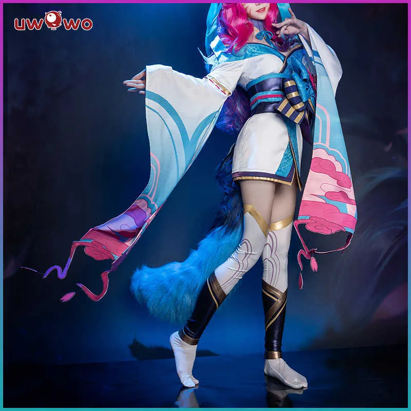 Uwowo ahri lol cosplay traje espírito flor liga das lendas cosplay roupas trajes de jogo de halloween g0925203c