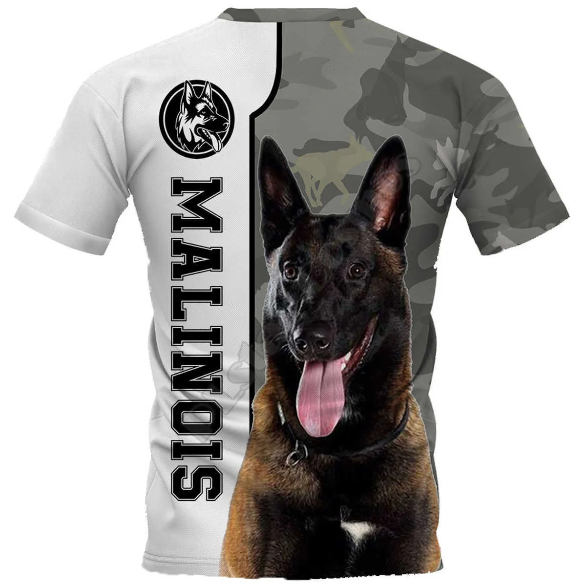 T-shirt stampata 3D Malinois da uomo T-shirt casual estiva T-shirt manica corta Funny Drop 01 210629