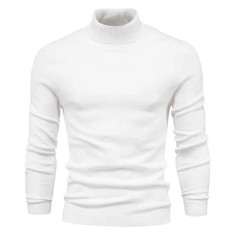 Pulls pour hommes d'hiver Casual Col de tortue Couleur unie Chaud Slim Pulls à col roulé Pull Taille S-2XL 211006