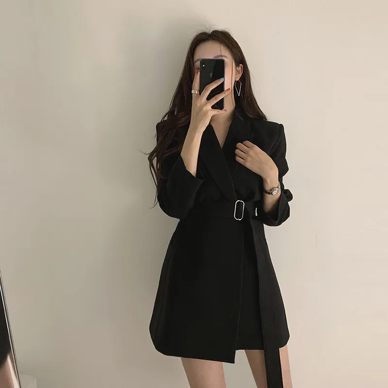 Women Blazer Spring Fashion slim with belt female blazer Jackets Female Retro Suits Coat Feminino blazers 210524