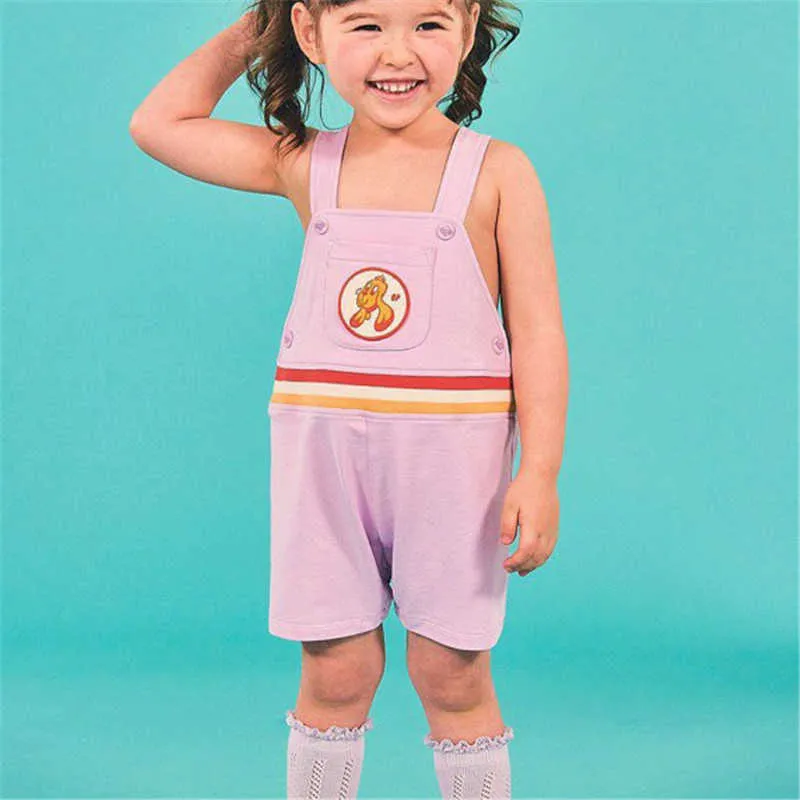 Menina criança adorável macacão para verão cute jumpsuit sem mangas strap onesie coreano crianças menino roupas 210619