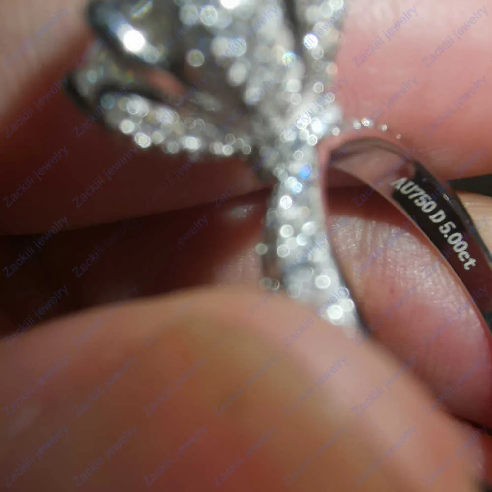 カスタム名認定5カラットダイヤモンド婚約指輪女性14Kホワイトゴールドスターリングシルバーブライダルリングウェディングバンド2109243043993