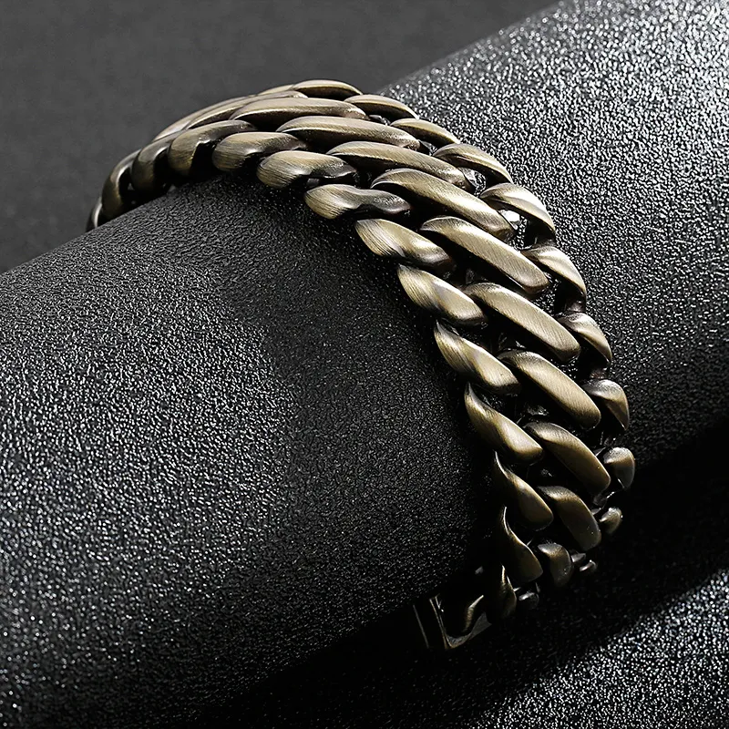 Большой модный мужской байкерский браслет с цепочкой из бронзы, браслет из нержавеющей стали, 23 мм, 8, 66 дюймов, тяжелый, 147 г, вес 219c