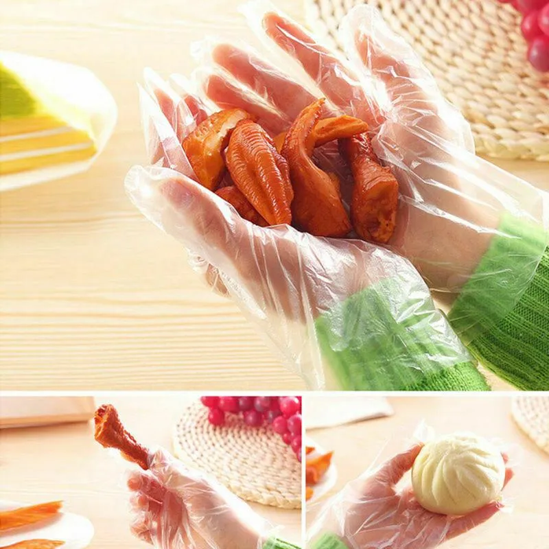 Rękawiczki jednorazowe Ustaw przezroczyste jedzenie jednorazowe plastikową restaurację kuchenną gotowanie BBQ Supplies310z