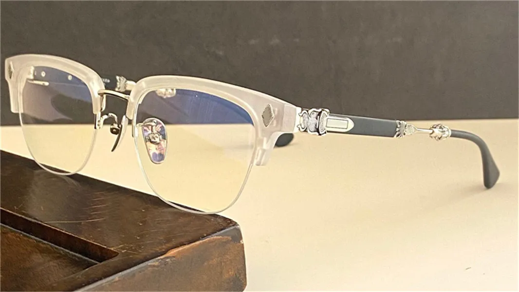 pop retro men optical glasses EVA punk style design square half-frame with leather box HD clear lens top quality279O