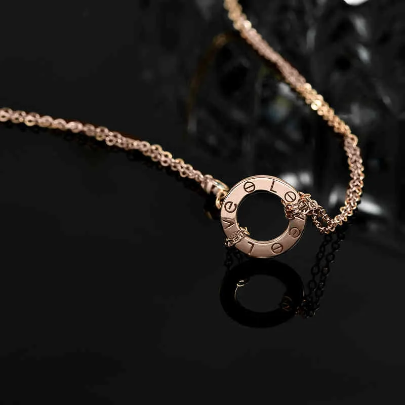 Cater Digner Love Double Chain Jewelry Women039S Classic Luxury Necklace With Single Diamond Gift BO1108A Item8218900