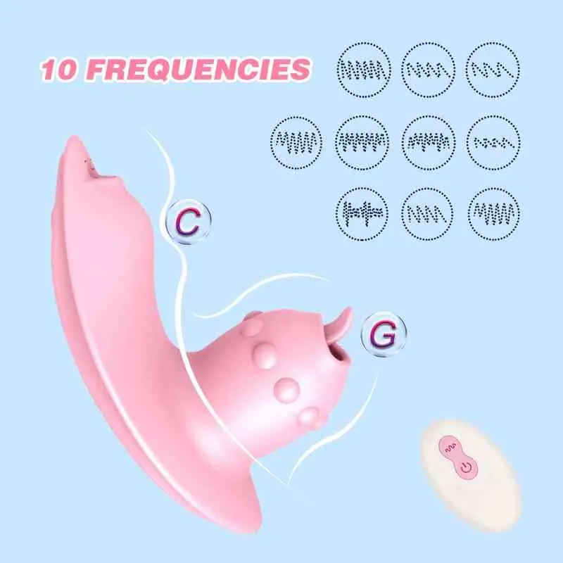 Damskie majtki wibrator Wibrator Wearable G Spot Vibrating Tongue Licking Clitoris Stymulator Kobiet Masturbator Seks Fidget Toy 0216