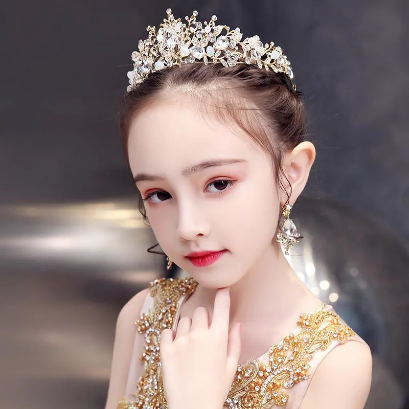 Pinces à cheveux Barrettes TB029 exquise fille princesse couronne cristal strass enfant alliage casque fleur-fille mariage anniversaire E225J