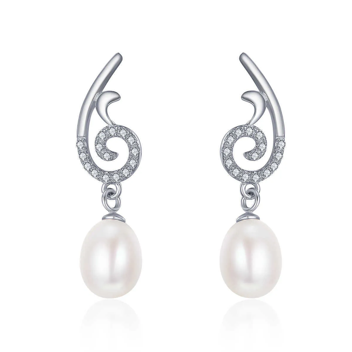 Se5 Pendientes de perlas de Pearl White para mujeres 585 Oro de rosa llena Pendiente Cubic Cubic Pendiente Pendiente 211013