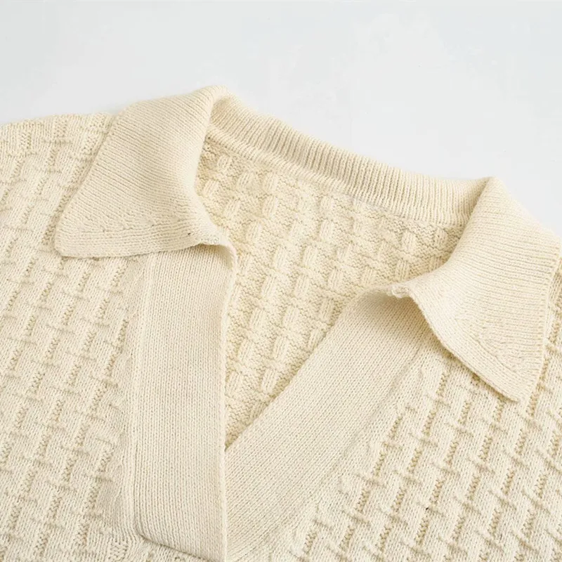 Oversize Femmes Crochet V Col Pull Printemps-Automne Mode Dames Tweed Couverture Femelle Vintage Larges épaules Gilet 210515