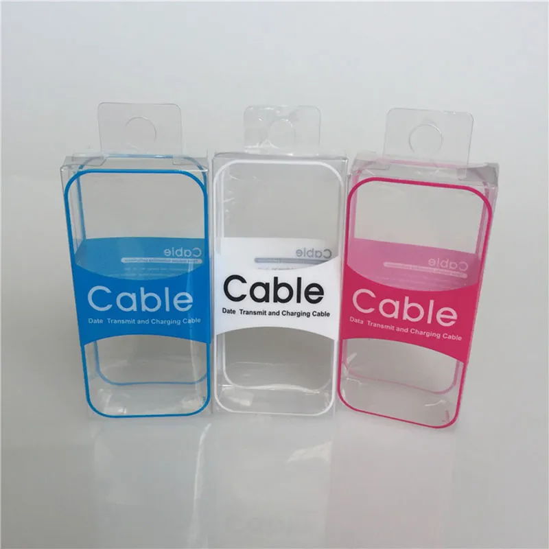 Simple Black White Clear PVC Plastic Retail Package Box For Cell Phone Charger Cable Line Display Increase s Packaging Box for2844196