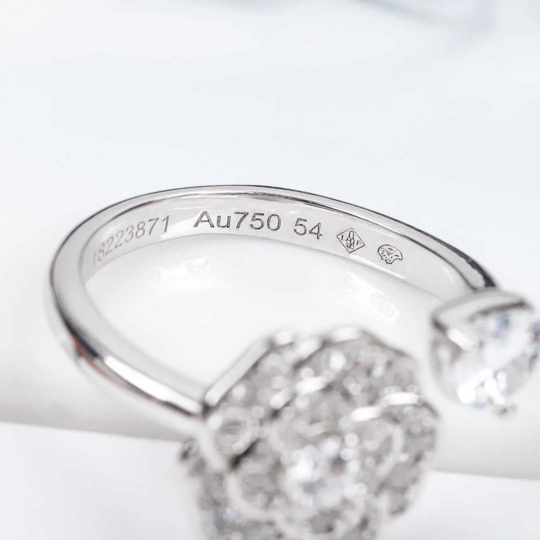 Luxuremerk puur 925 Sterling Silver Jewelry Rose Camellia Diamond Clover Flower Wedding Rings topkwaliteit Fine Design Party9373594