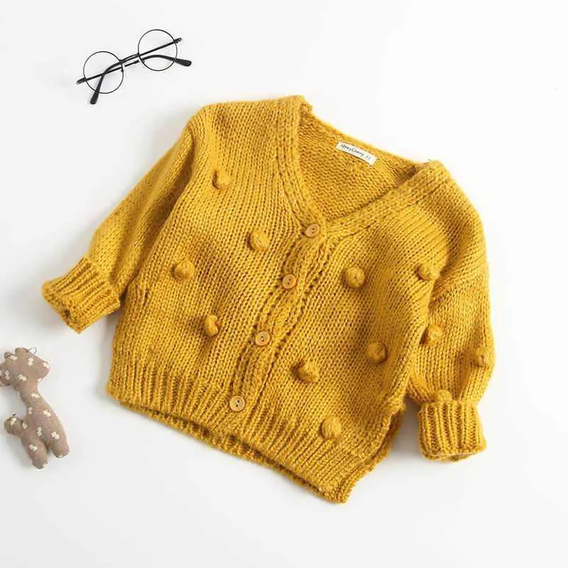 Jaqueta de cardigan de bola de camisola de bebê menina para crianças casaco de tricô 1-3 anos velho E8317 210610