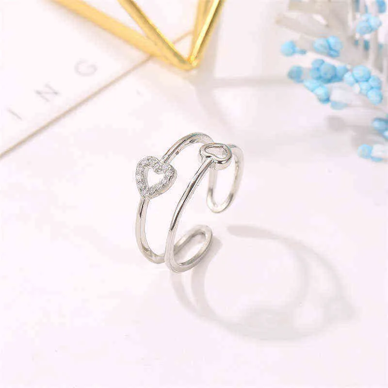 Love Heart Rings for Women Kids Friendship Couple Ring Zircon Rings Hollow Peach Heart Engraved Letter Finger Ring Girl Jewelry G1125