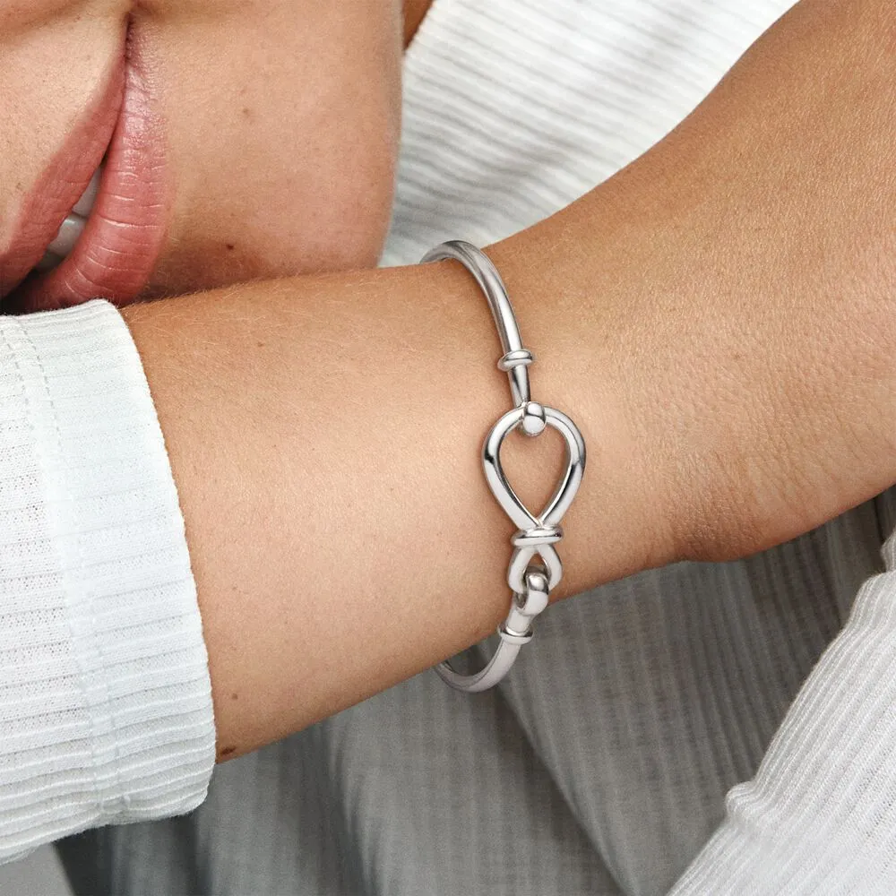 Alto polimento 100% 925 Sterling Silver Infinity Knot Bangle Fashion Wedding Jewelry fabricação para mulheres presentes280k