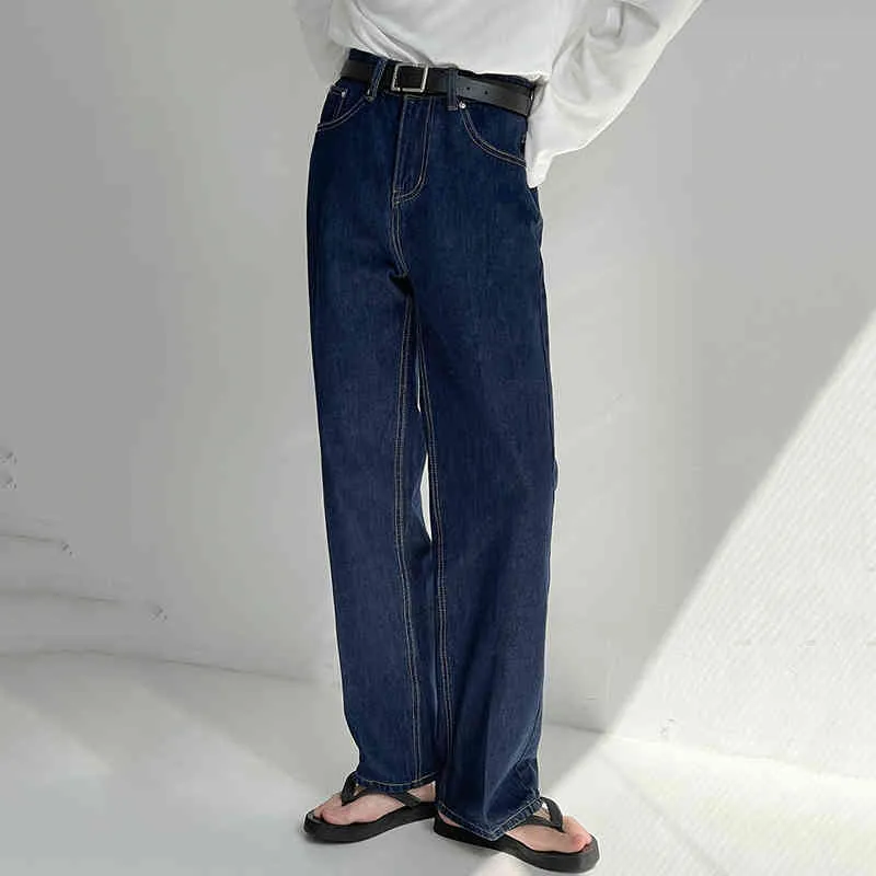 IEFB Pantaloni in denim da uomo Primavera e Autunno Ins Moda Pantaloni in denim dritti larghi Casual Jeans blu scuro 9Y6965 210524