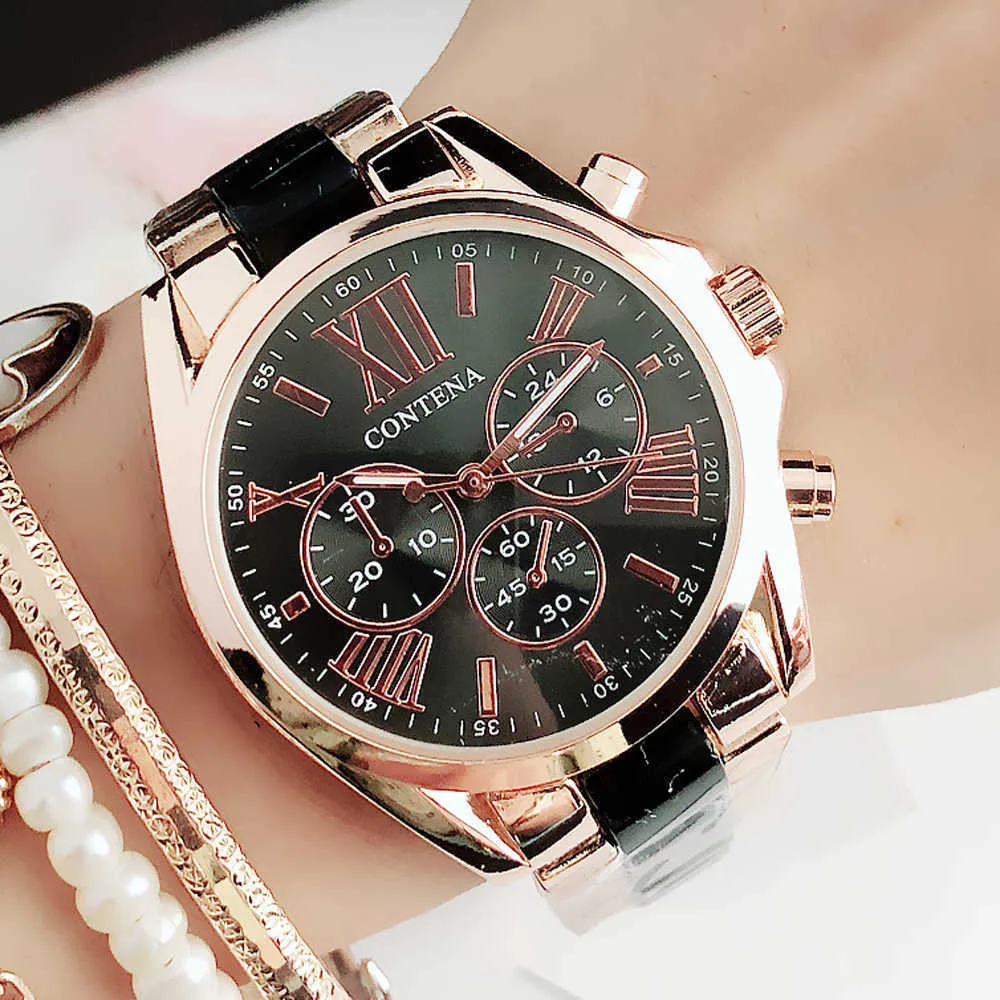 Dames mode rose Montre-bracelet femmes es luxe haut marque Quartz M Style Femme horloge Relogio Feminino Montre Femme 210616212B