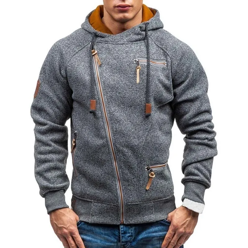 Hoodie Mannen Herfst Casual Solid Lange Mouw Hoodies Sweatshirts Slanke Rits Hoody Sweatshirt Met Capuchon Streetwear 220215