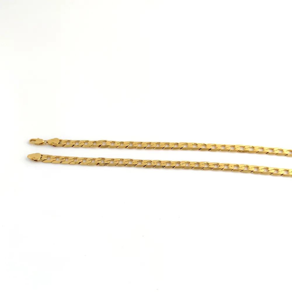 18K Jaune solide G F Gold Collier de chaîne de liaison cubaine