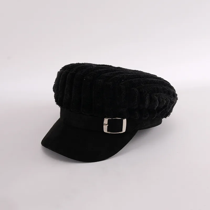 LDSLYJR Berretto in lingua d'anatra da donna in poliestere tinta unita semplice berretto ottagonale casual autunno e inverno cappello da pittore joker 59257y