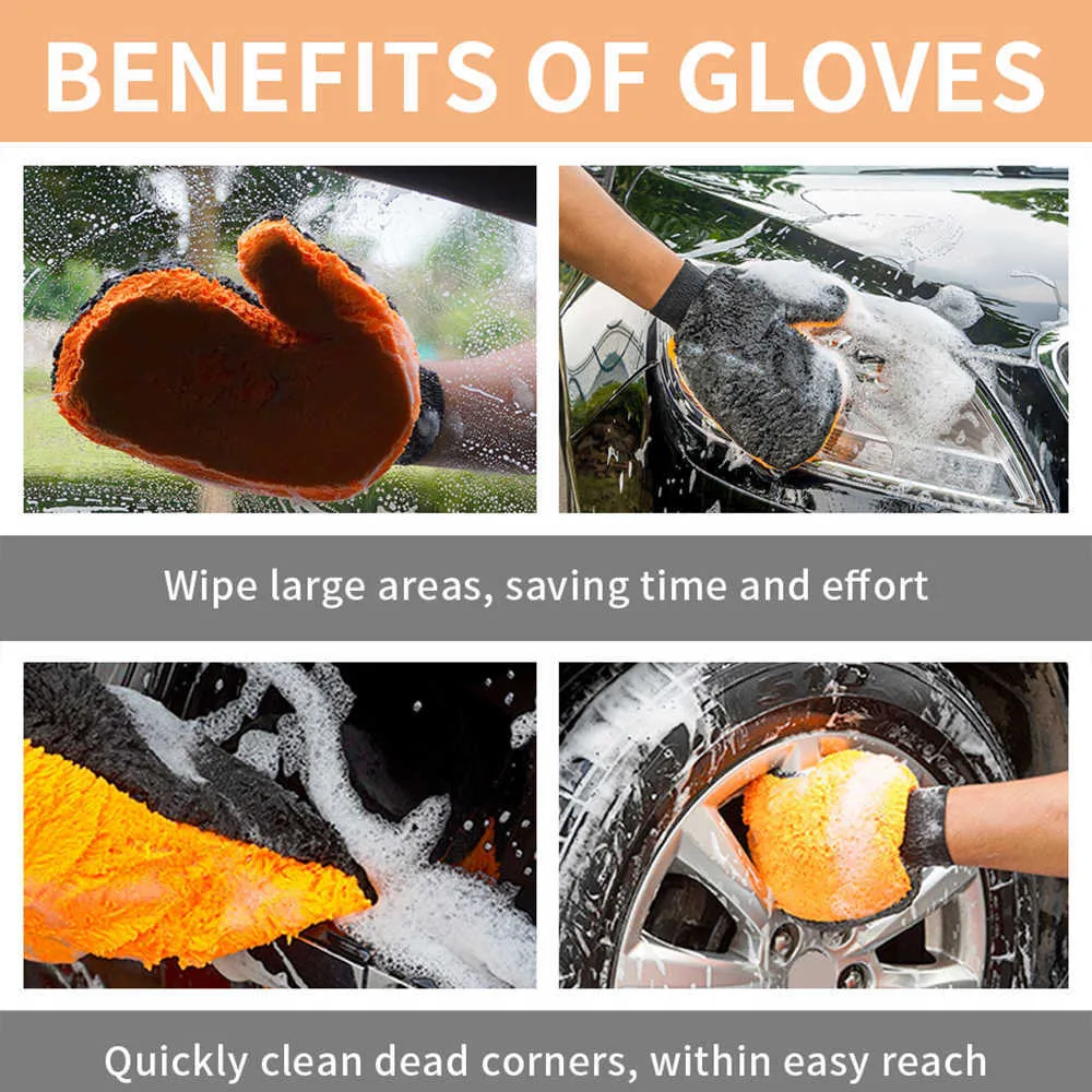 Soft Coral Cashmere Car Wash Waterproof Glove Auto Car Microfiber Cleaning Water Absorption Wash Tools Car Accessories