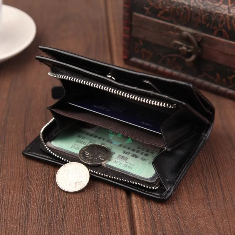 Wallets Brand Men PU Leather Short Wallet With Zipper Coin Pocket Vintage Big Capacity Male Money Purse Card Holder298x