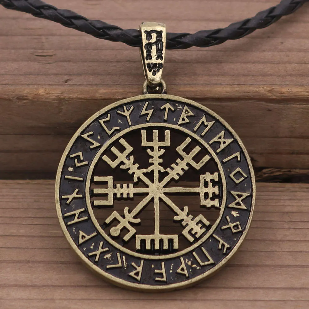 Collier boussole pirate Viking en alliage Rune pour hommes, bijoux populaires 039s, 9602765