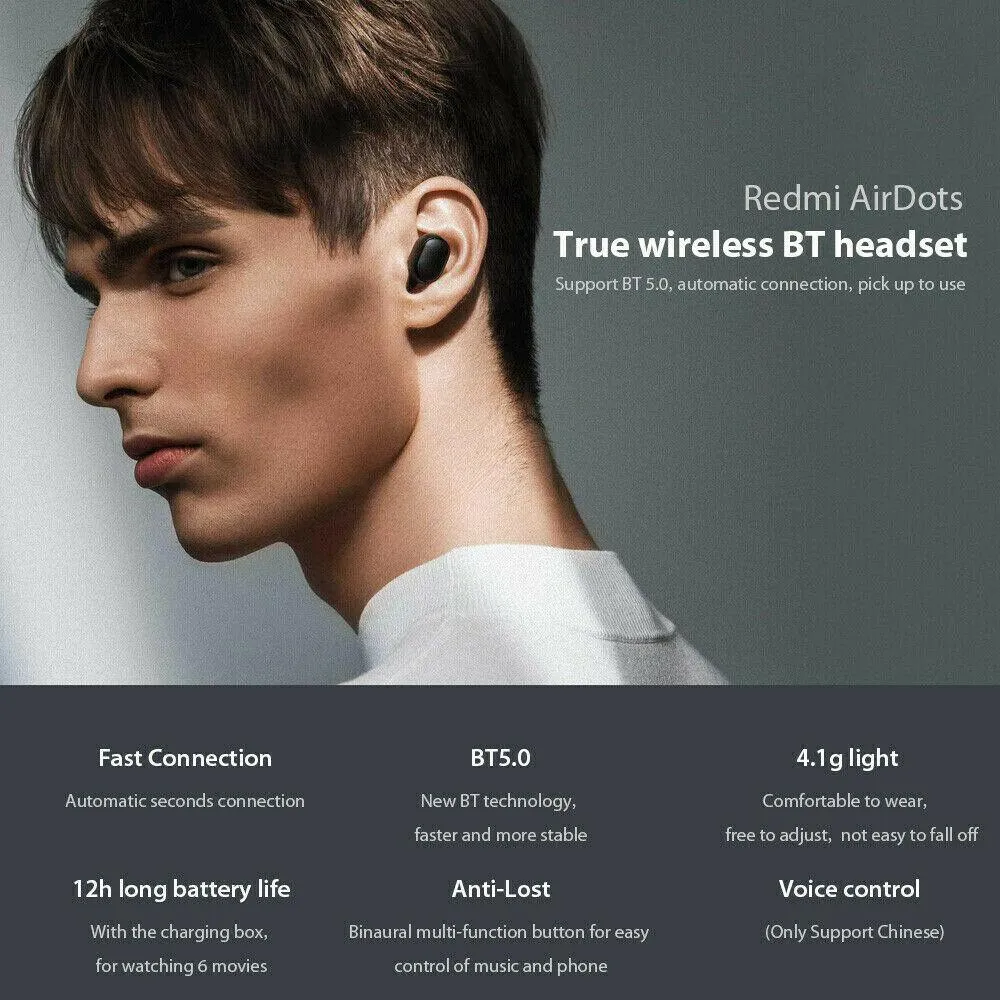 TOP A6S TWS Wireless Bluetooth Headset Earphones Pk Xiaomi Redmi Airdots Buller Corting Earuds Blutooth för all smarttelefon