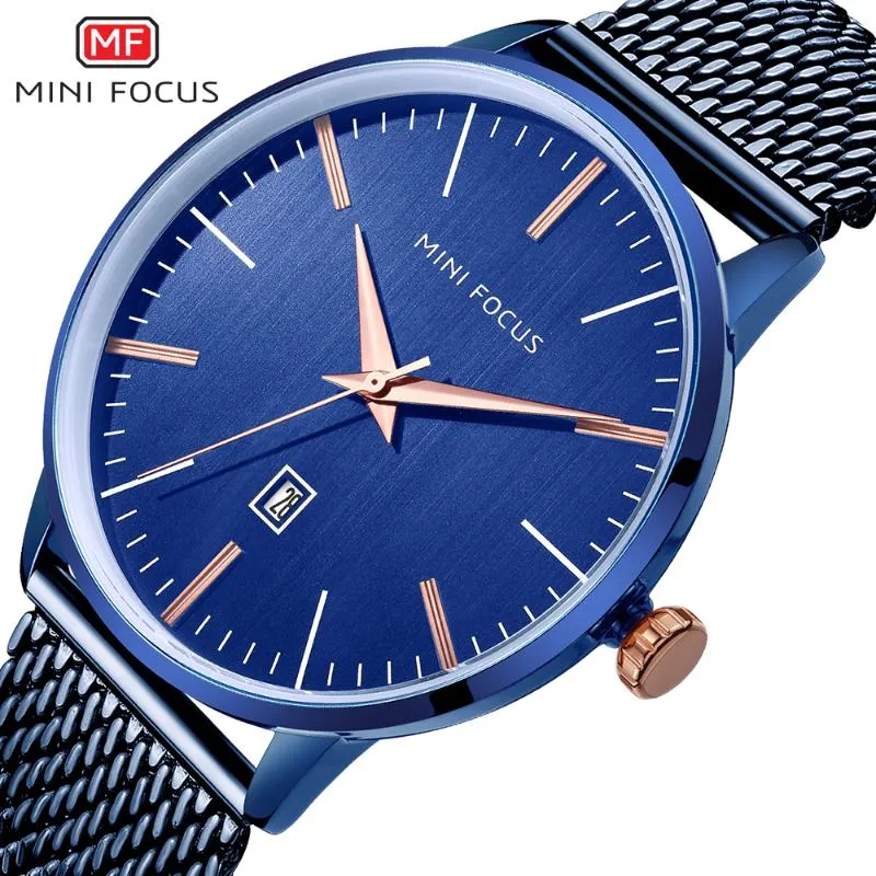 Top Mannen Horloges Blauwe Band Waterdicht Datum Quartz Horloge Man Volledig Stalen Dess Pols Klok Mannelijke Waches Watches197c