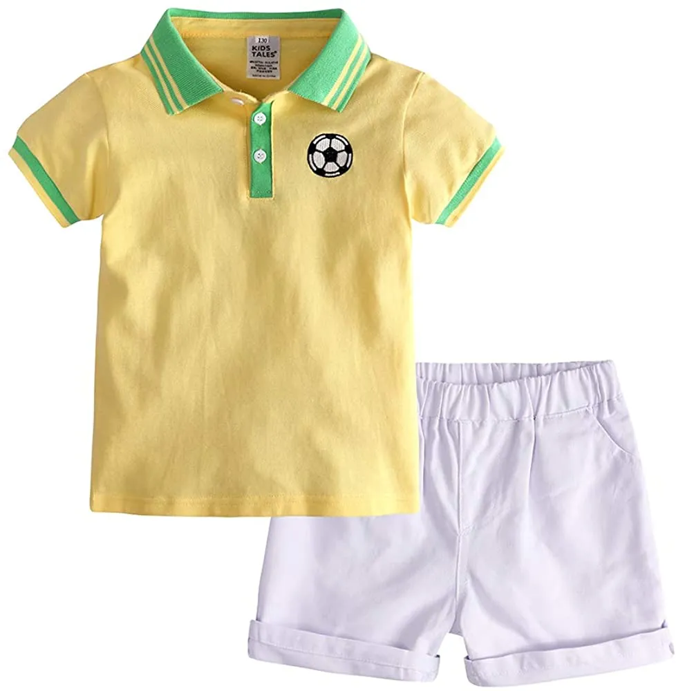 Conjuntos de roupas de verão para meninos e meninas, camiseta polo + shorts, 2 peças, agasalho infantil, roupa de moda infantil, roupas