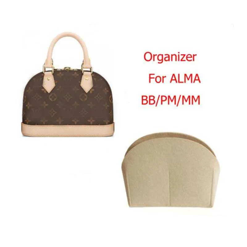 Für Alma BB Bag Insert Organizer Makeup Kleine Handtasche Organisieren Innere Geldbörse Tragbare Kosmetik Bing Shell Bag Organizer Weihnachten 210903