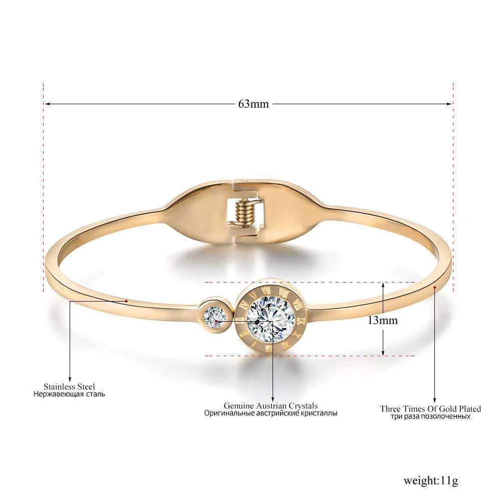 Classico acciaio al titanio numeri romani bracciali braccialetti di lusso cubic zirconi braccialetto da sposa gioielli le donne B18028 Q0717