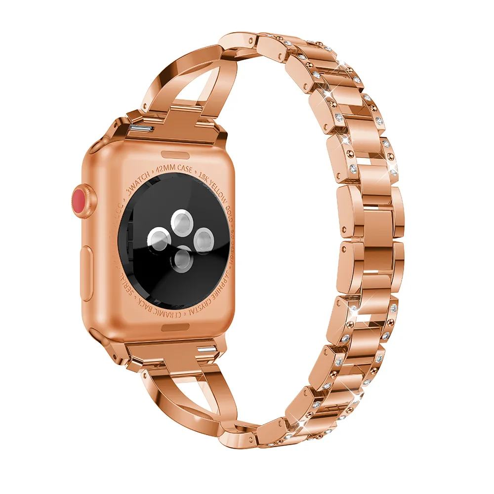 Cinturino alla moda ragazze/donne con diamanti Apple Watch Band Series Ultra 8/7/6/5 Bracciale in acciaio modello X iWatch 49mm 45mm 41mm 40mm 44mm 38/42mm