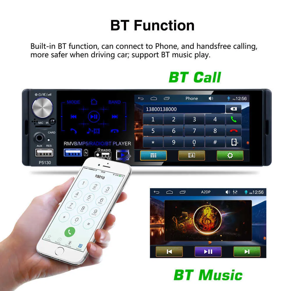 New 4.1 inch Car Audio Radio MP5 Player Full Touch Screen 2USB RDS FM Stereo AM TF Card AUX Bluetooth MP5 Player Car Multimedia