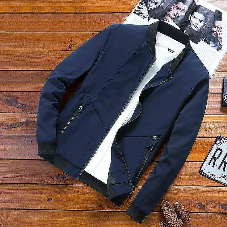 Männer Frühling Herbst Casual Jacke Mantel Englisch Stehkragen Einfache Business Winddicht Komfort Alle Match Größe 8XL 211110