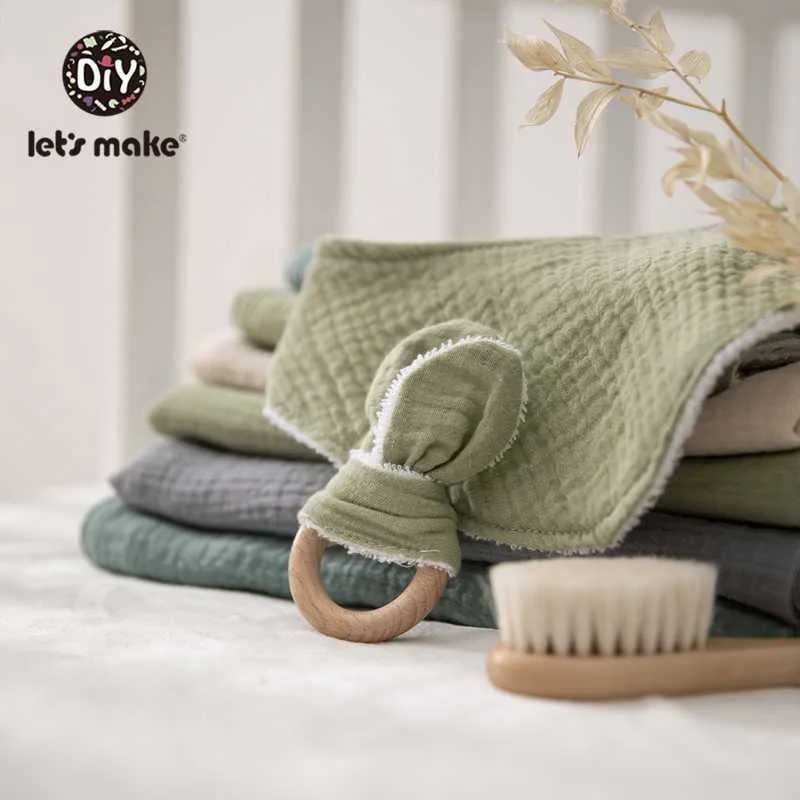 Låt oss göra Baby Bath Toy Set Double Sided Bomull Blanket Saliv Handduk Kanin Bracelet Leksaker Presentprodukter för barn 210728